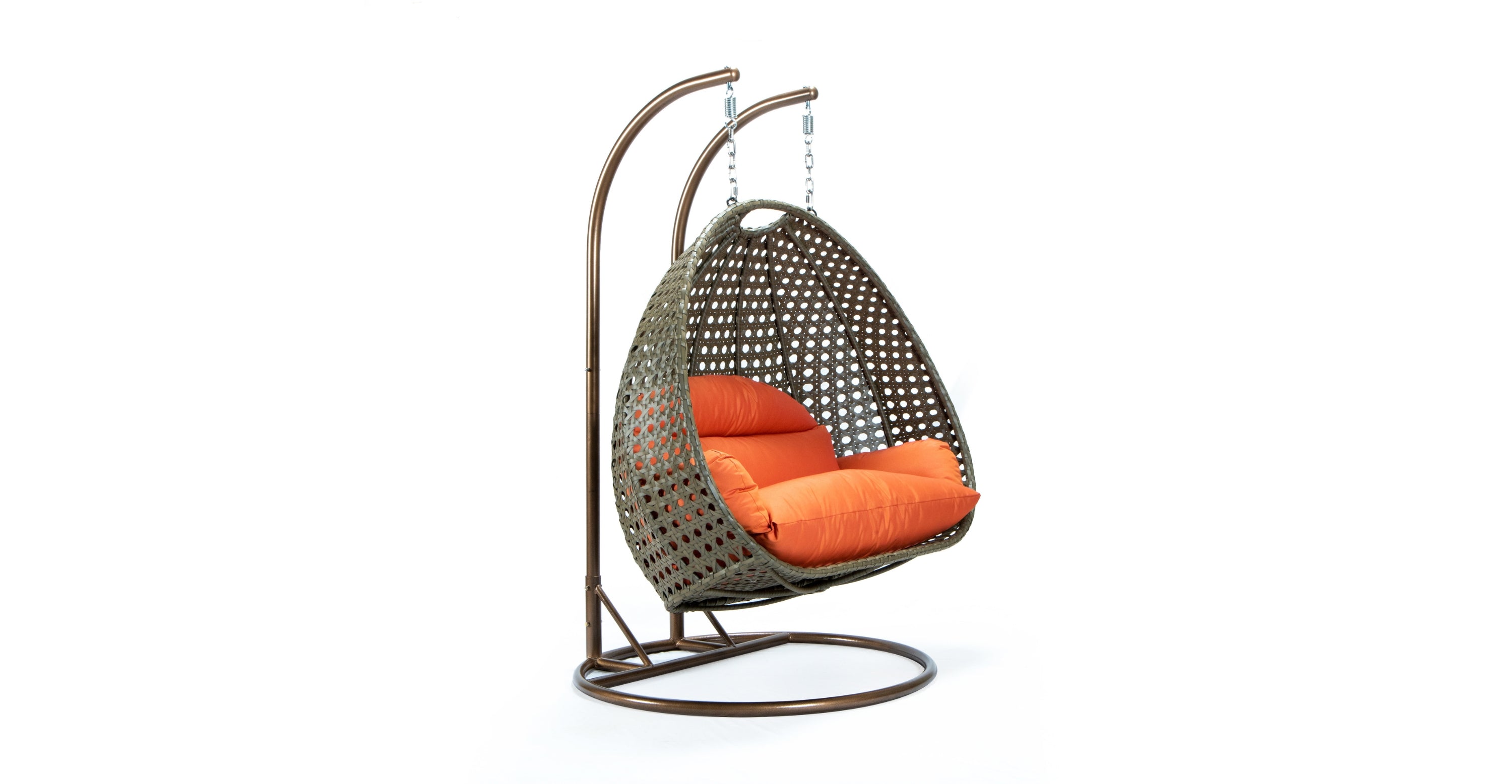 Modern Beige Wicker Hanging Double Seater Egg Swing Chair