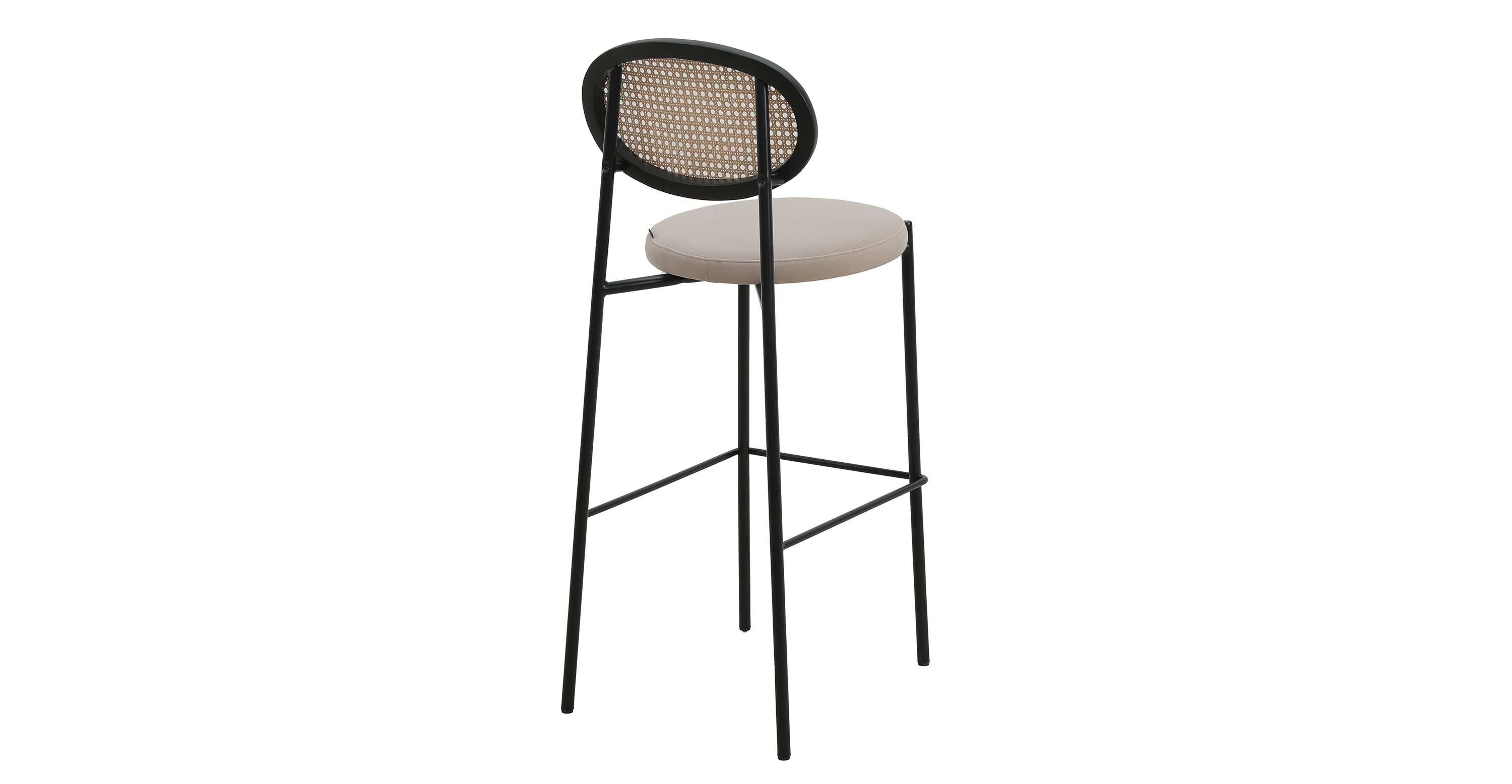 Euston Wicker Bar Stool with Black Powder Coated Steel Frame and Footrest