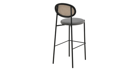 Euston Wicker Bar Stool with Black Powder Coated Steel Frame and Footrest