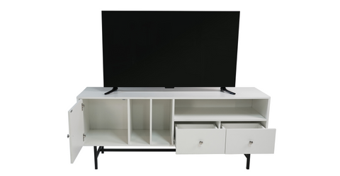 Rochester Modern Rectangular TV Stand: Enclosed Storage & Powder-Coated Iron Legs