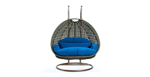 Modern Beige Wicker Hanging Double Seater Egg Swing Chair