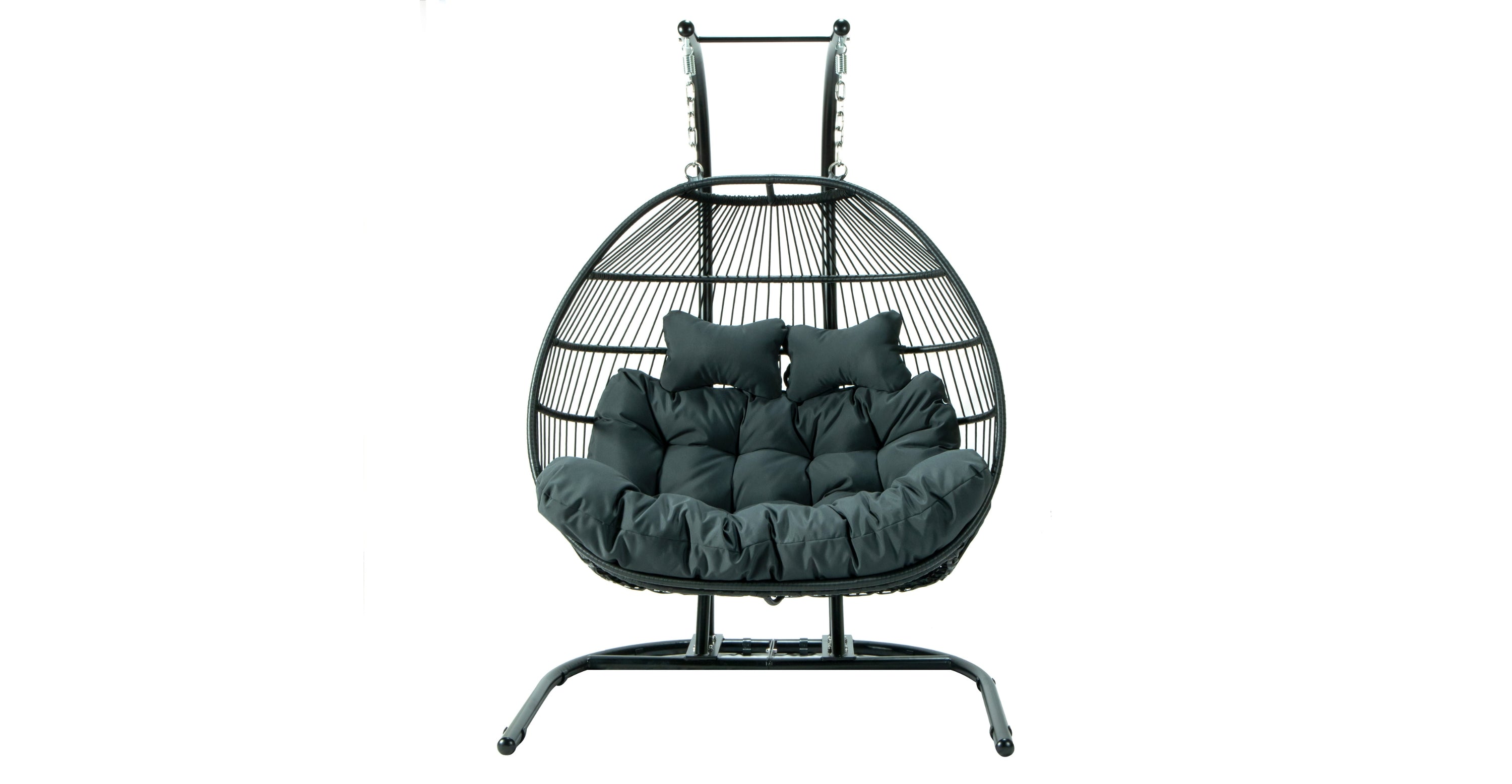 Wicker 2 Person Double Folding Hanging Egg Swing Chair