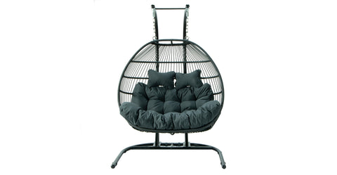 Wicker 2 Person Double Folding Hanging Egg Swing Chair