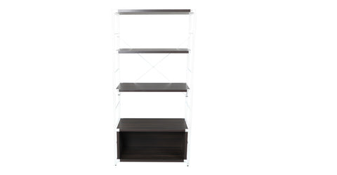 Brentwood Etagere Bookcase with White Powder Coated Steel Frame and Melamine Board Shelves