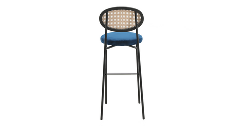 Euston Wicker Bar Stool with Black Powder Coated Steel Frame and Footrest