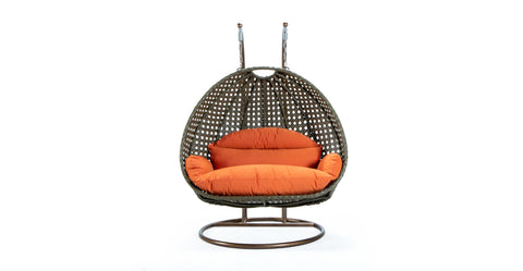 Modern Beige Wicker Hanging Double Seater Egg Swing Chair