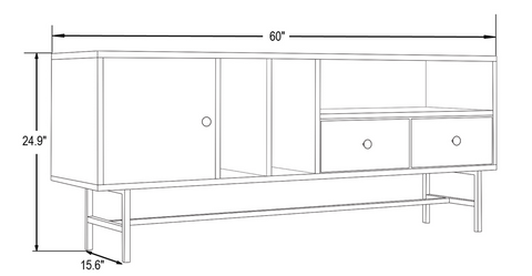 Rochester Modern Rectangular TV Stand: Enclosed Storage & Powder-Coated Iron Legs