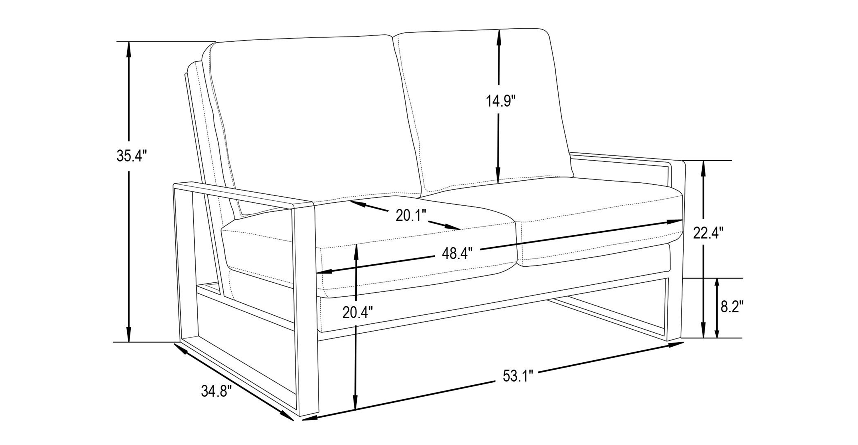 Jefferson Contemporary Velvet/Leather Loveseat with Stainless Steel Frame