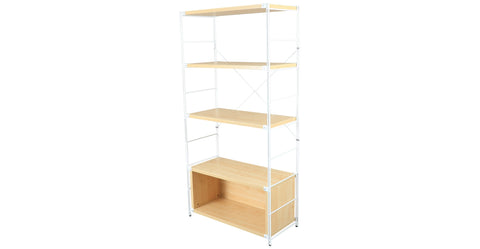 Brentwood Etagere Bookcase with White Powder Coated Steel Frame and Melamine Board Shelves