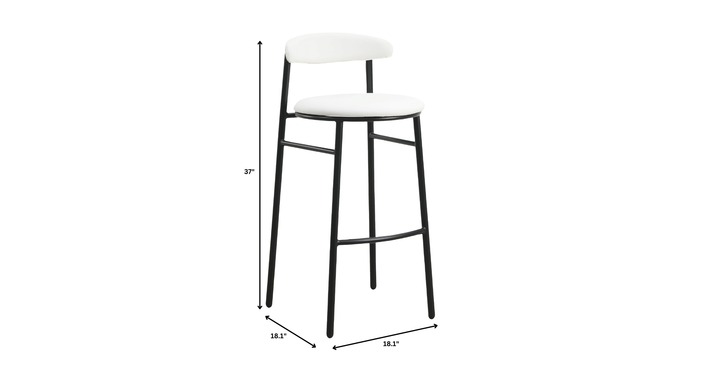 Lume Series Modern Bar Stool Upholstered in Leather for Dining Room and Kitchen