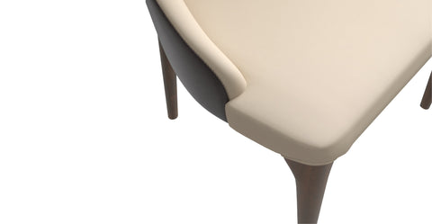 Elm Dining Chair with a Leather/Velvet Seat and a Two-Tone Color Design Backrest in Ash Wood