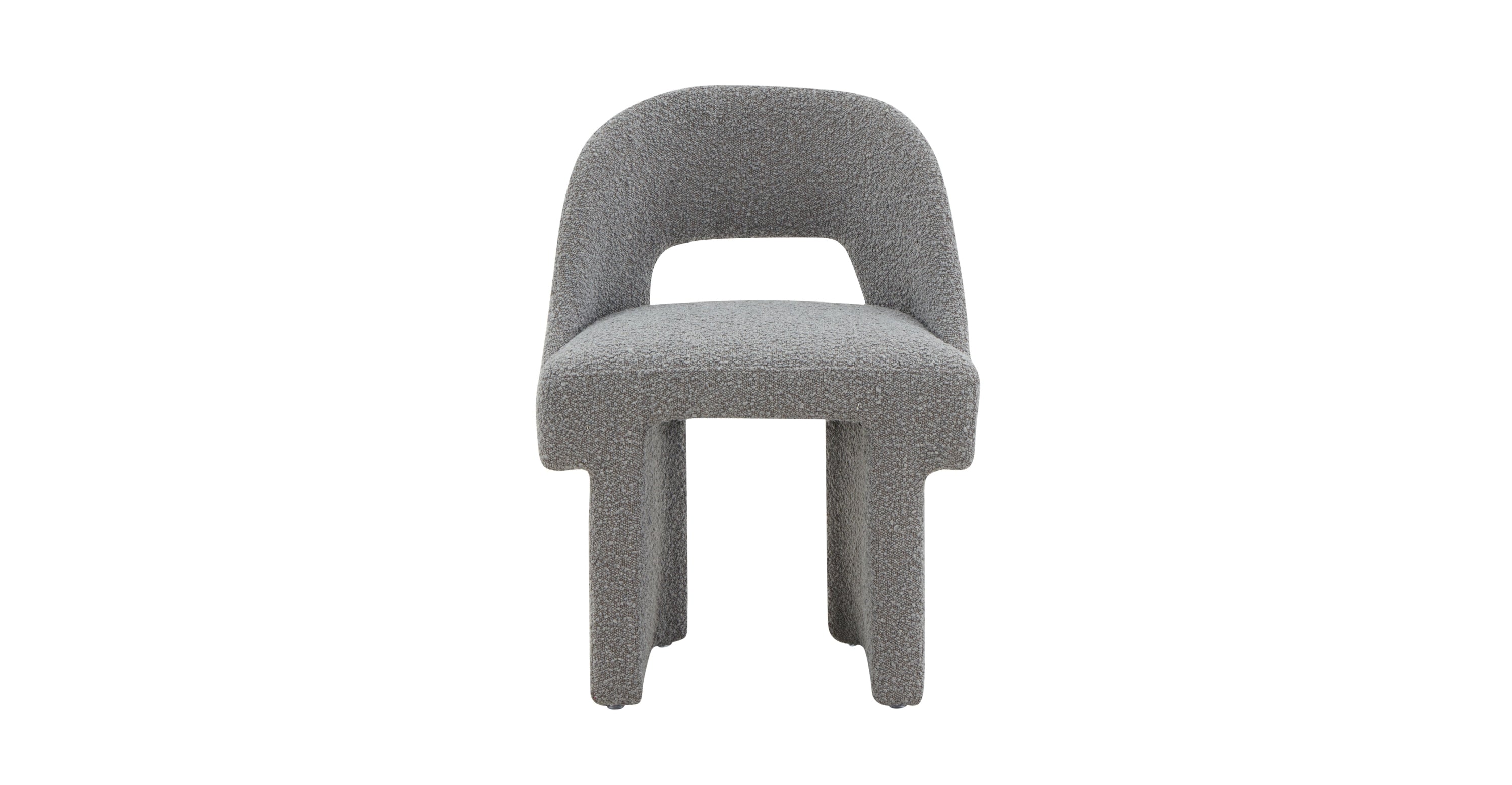 Quell Boucle Accent Chair Curved Open Back Design and Manufactured Wood Frame