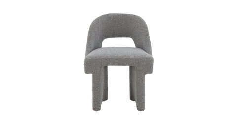 Quell Boucle Accent Chair Curved Open Back Design and Manufactured Wood Frame