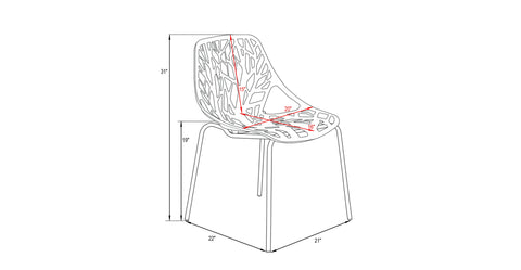 Asbury Polypropylene Dining Side Chair with Forest Cut-Out Design in Chrome