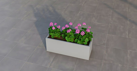 Flora Modern Rectangular Planter Pot in Fiberstone and Clay Weather Resistant Design in Grey