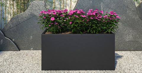 Bloom Mid-Century Modern Rectangular Fiberstone and MGO Clay Planter for Indoor and Outdoor