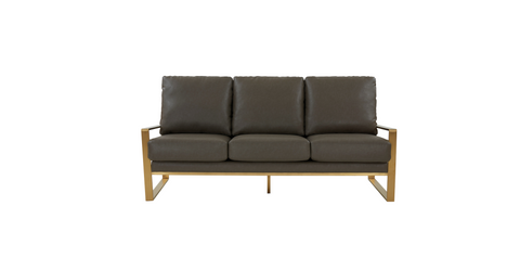 Jefferson 3-Seater Velvet/Leather Full Size Sofa in Stainless Steel