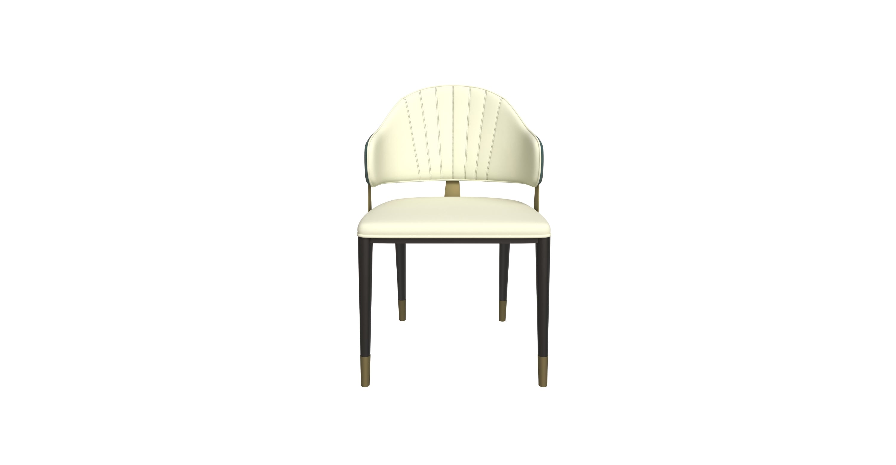 Aria Leather Dining Chair with a Curved Back and Gold Accents Design in Iron