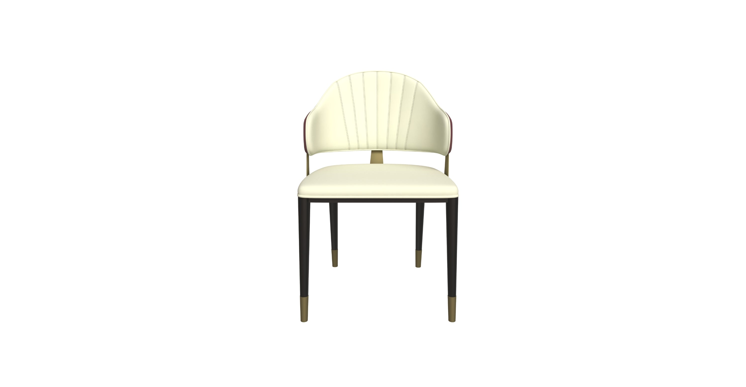 Aria Leather Dining Chair with a Curved Back and Gold Accents Design in Iron