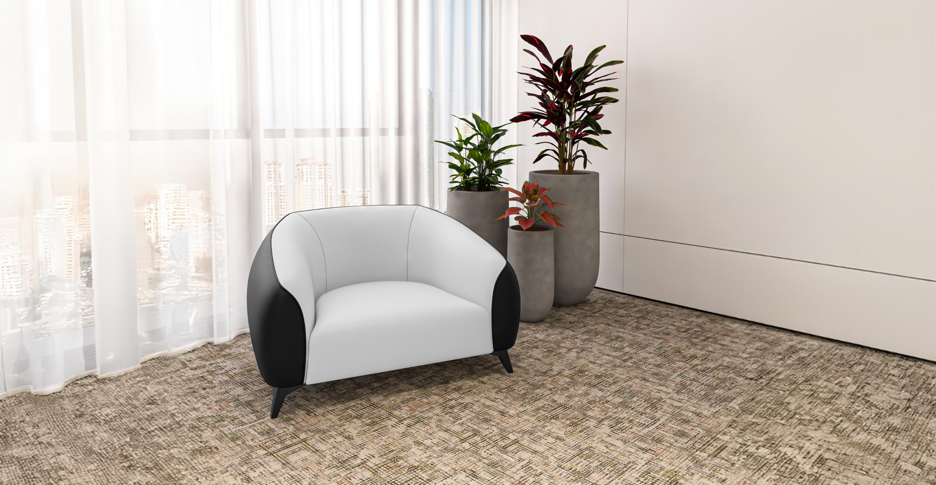 Opula Single-Seater Leather Sofa Accent Armchair with Stainless Steel Legs