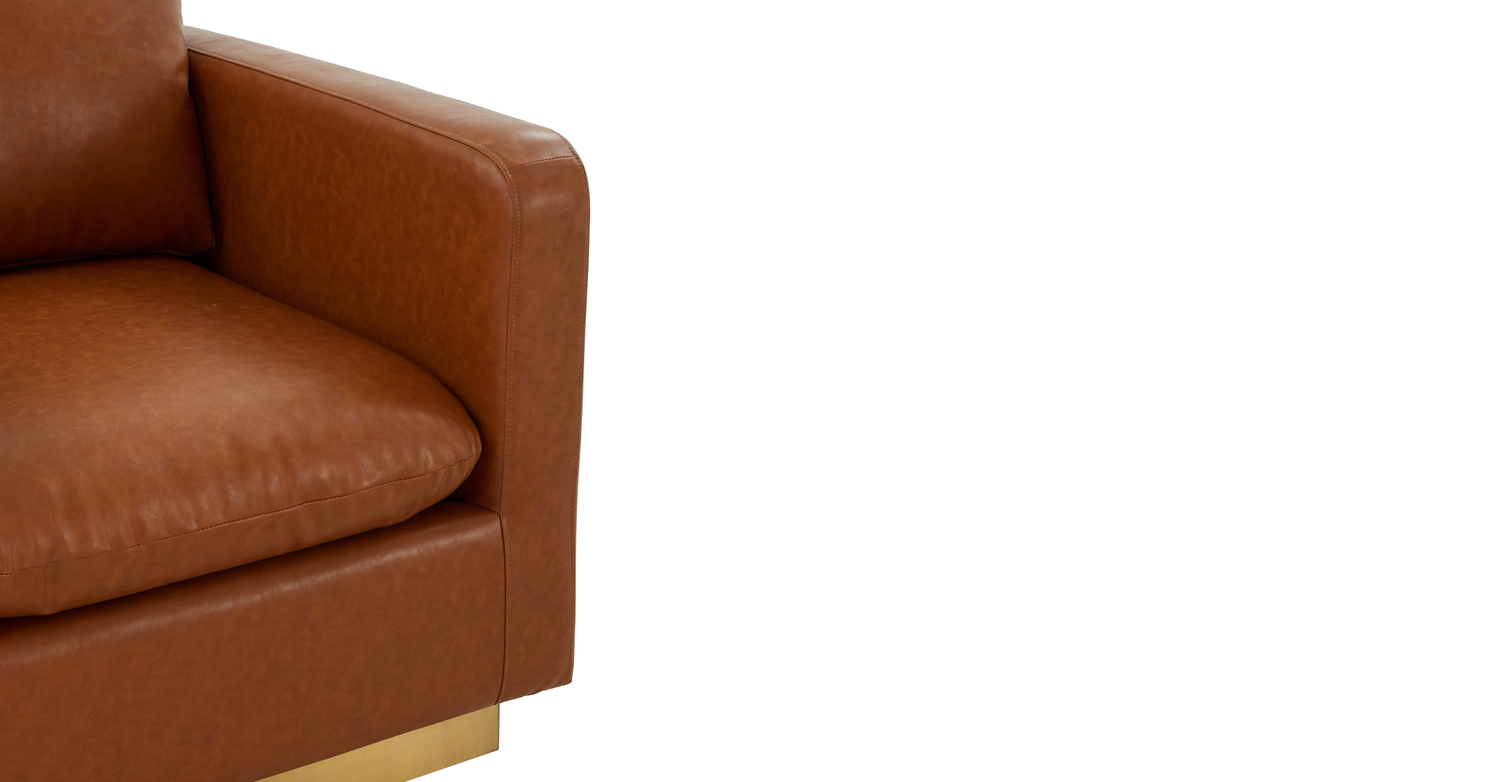 Nervo Modern Mid-Century Upholstered Velvet/Leather Accent Chair with Gold Base