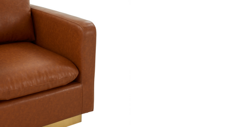 Nervo Modern Mid-Century Upholstered Velvet/Leather Accent Chair with Gold Base