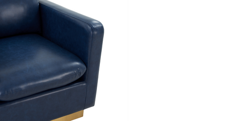 Nervo Modern Mid-Century Upholstered Velvet/Leather Accent Chair with Gold Base