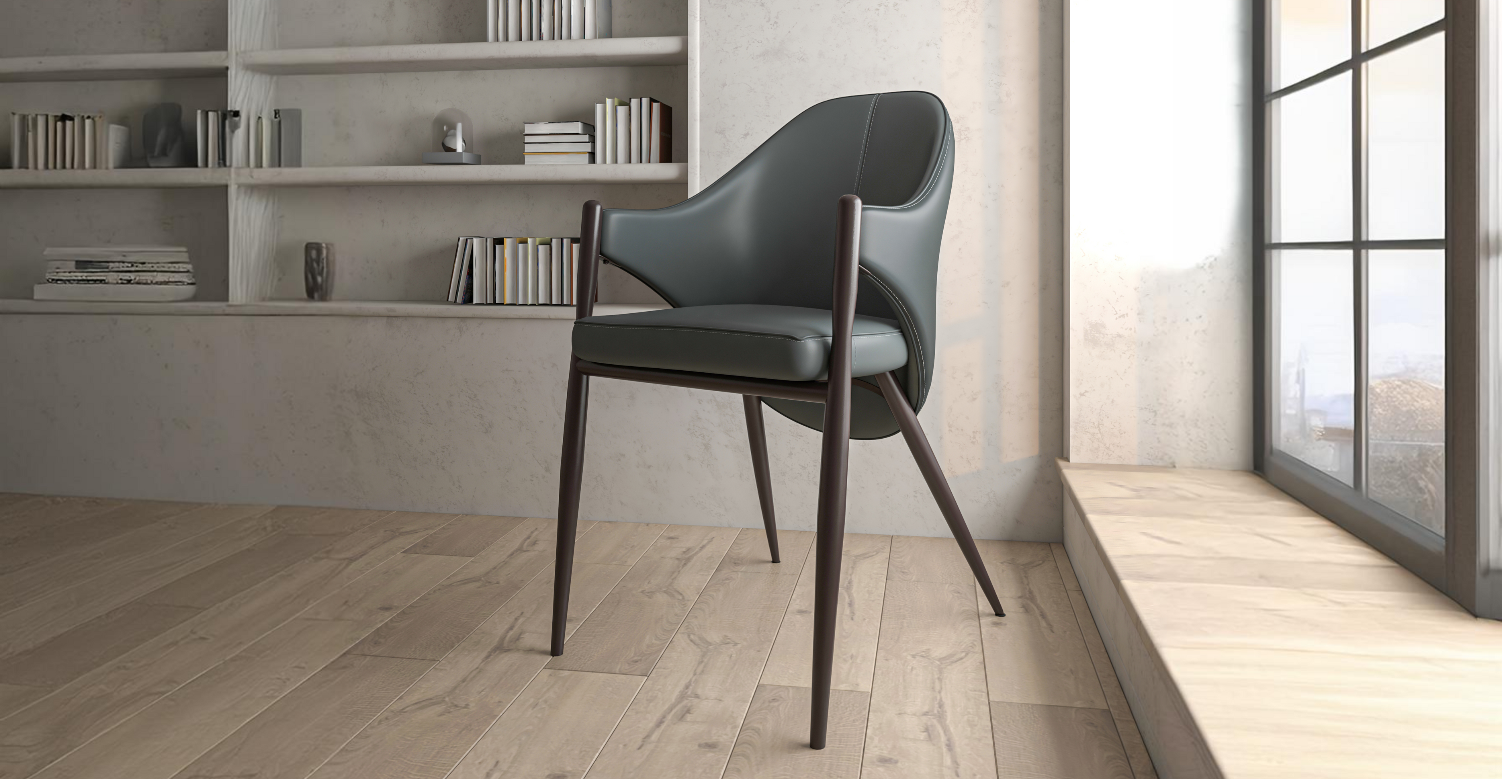 Sante Upholstered PU Leather Dining Chair with Iron Legs