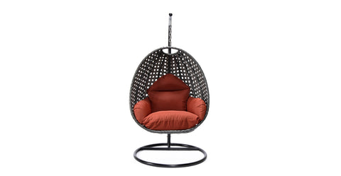 Charcoal Wicker Hanging Single Egg Swing Chair With Cushions