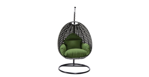 Charcoal Wicker Hanging Single Egg Swing Chair With Cushions