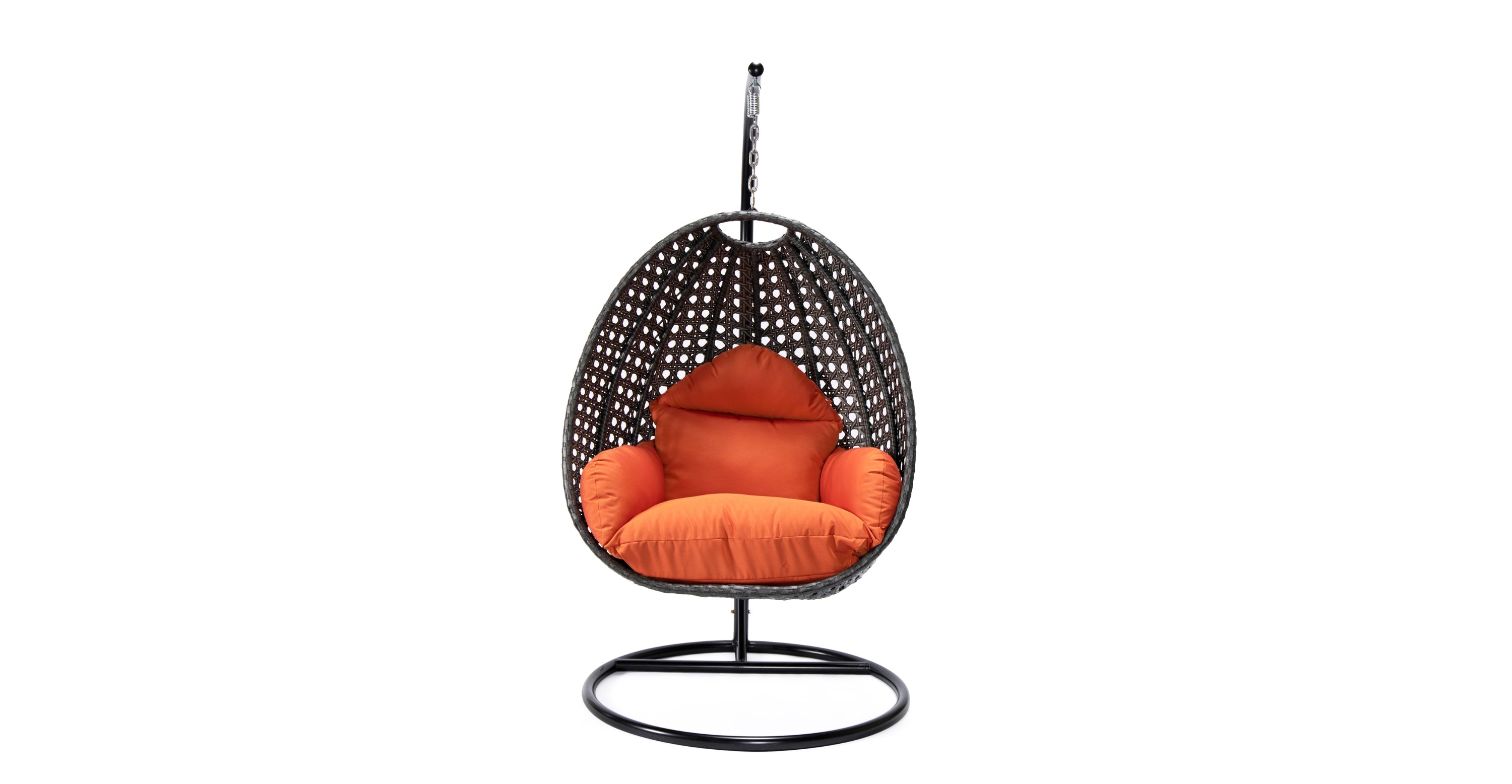 Charcoal Wicker Hanging Single Egg Swing Chair With Cushions