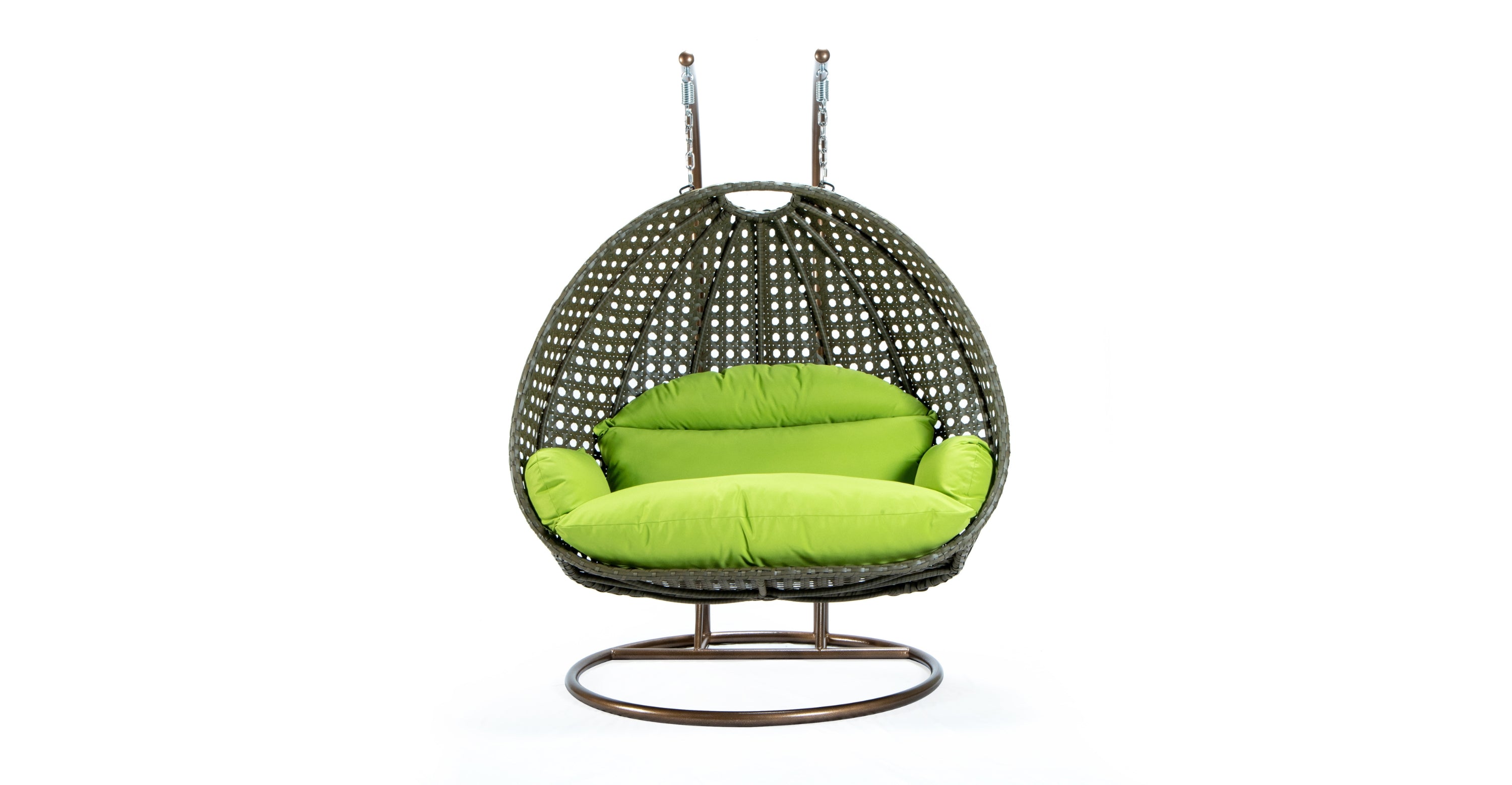 Modern Beige Wicker Hanging Double Seater Egg Swing Chair