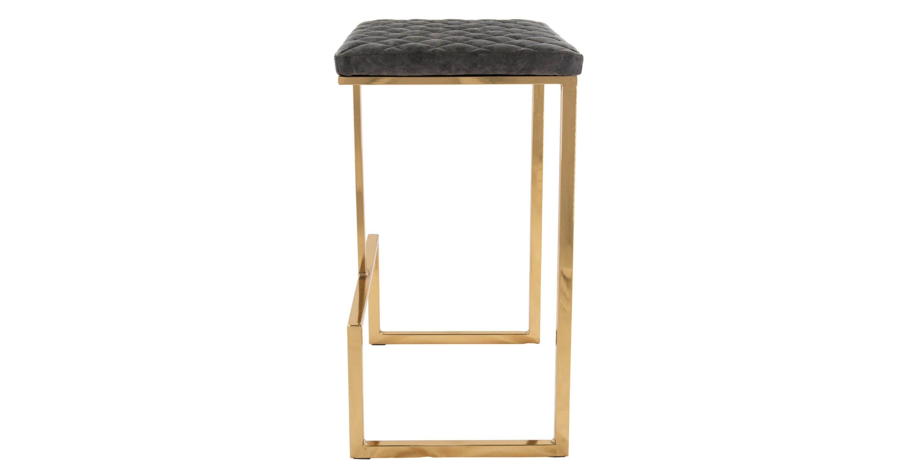 Quincy Quilted Stitched Leather Bar Stools With Gold Metal Frame