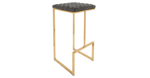 Quincy Quilted Stitched Leather Bar Stools With Metal Frame