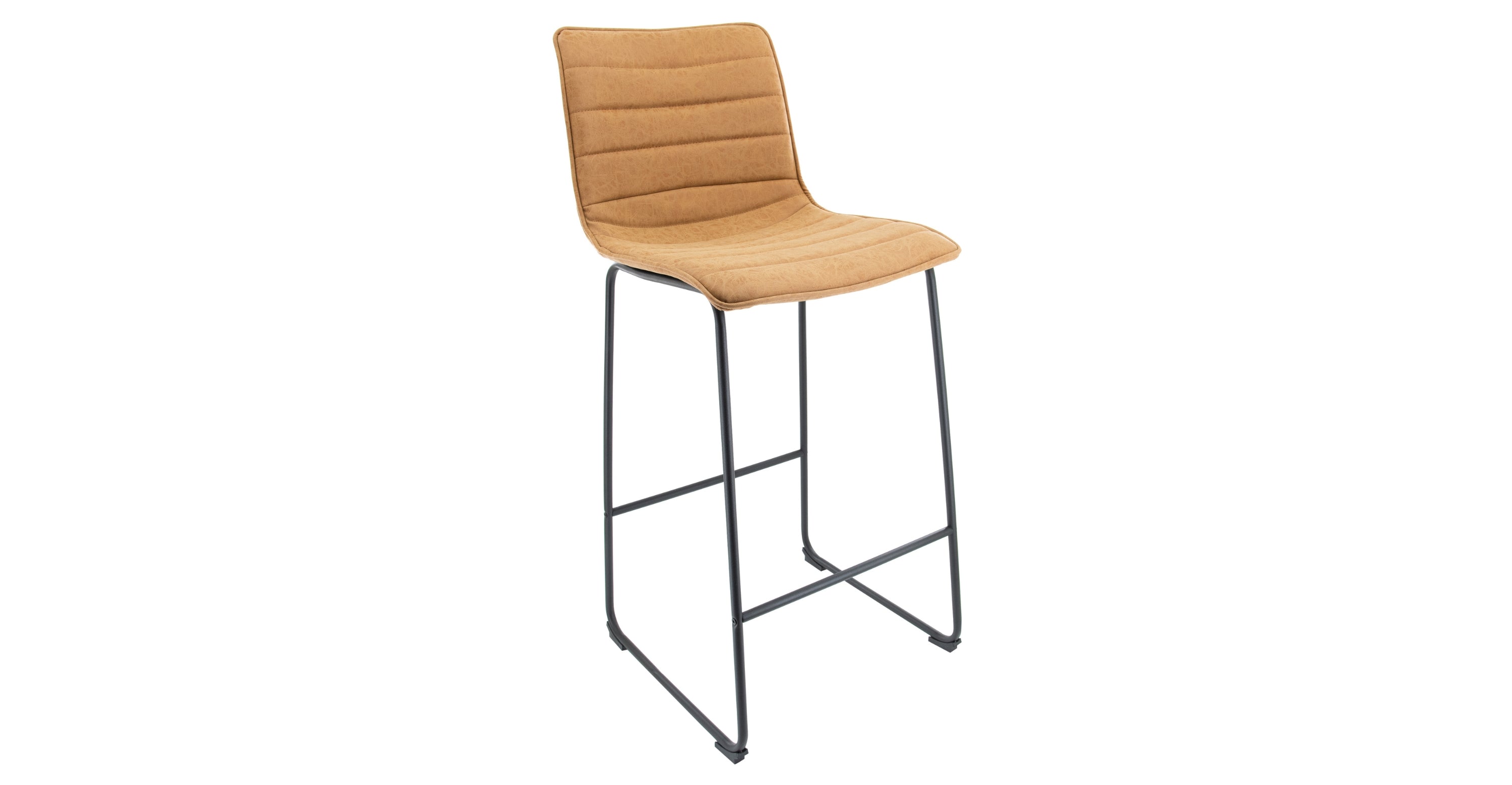 Brooklyn 29.9" Modern Leather Bar Stool With Black Iron Base & Footrest