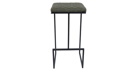 Quincy Quilted Stitched Leather Bar Stools With Metal Frame