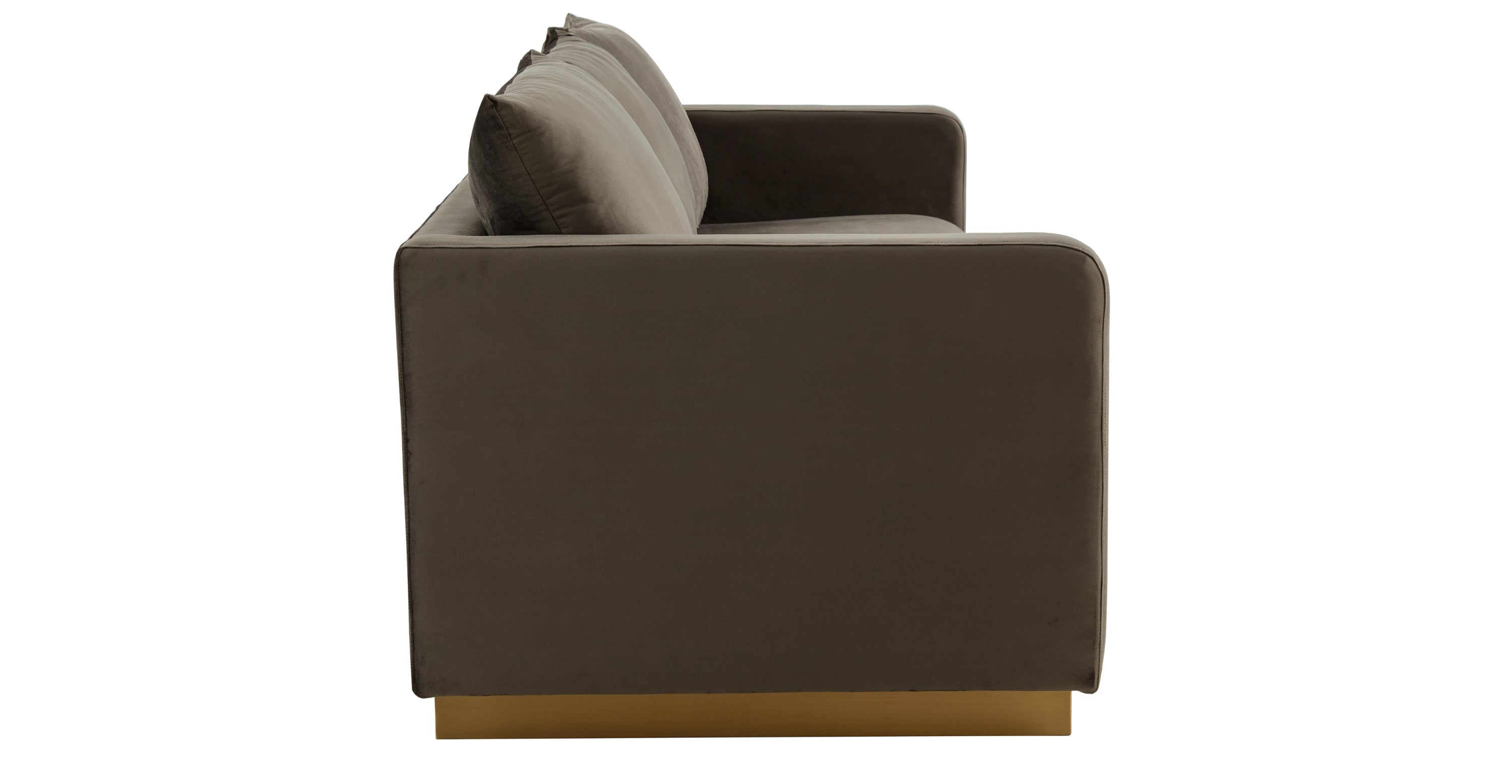 Nervo 3-Seater Velvet/Leather Full Sofa with Gold Stainless Steel Base