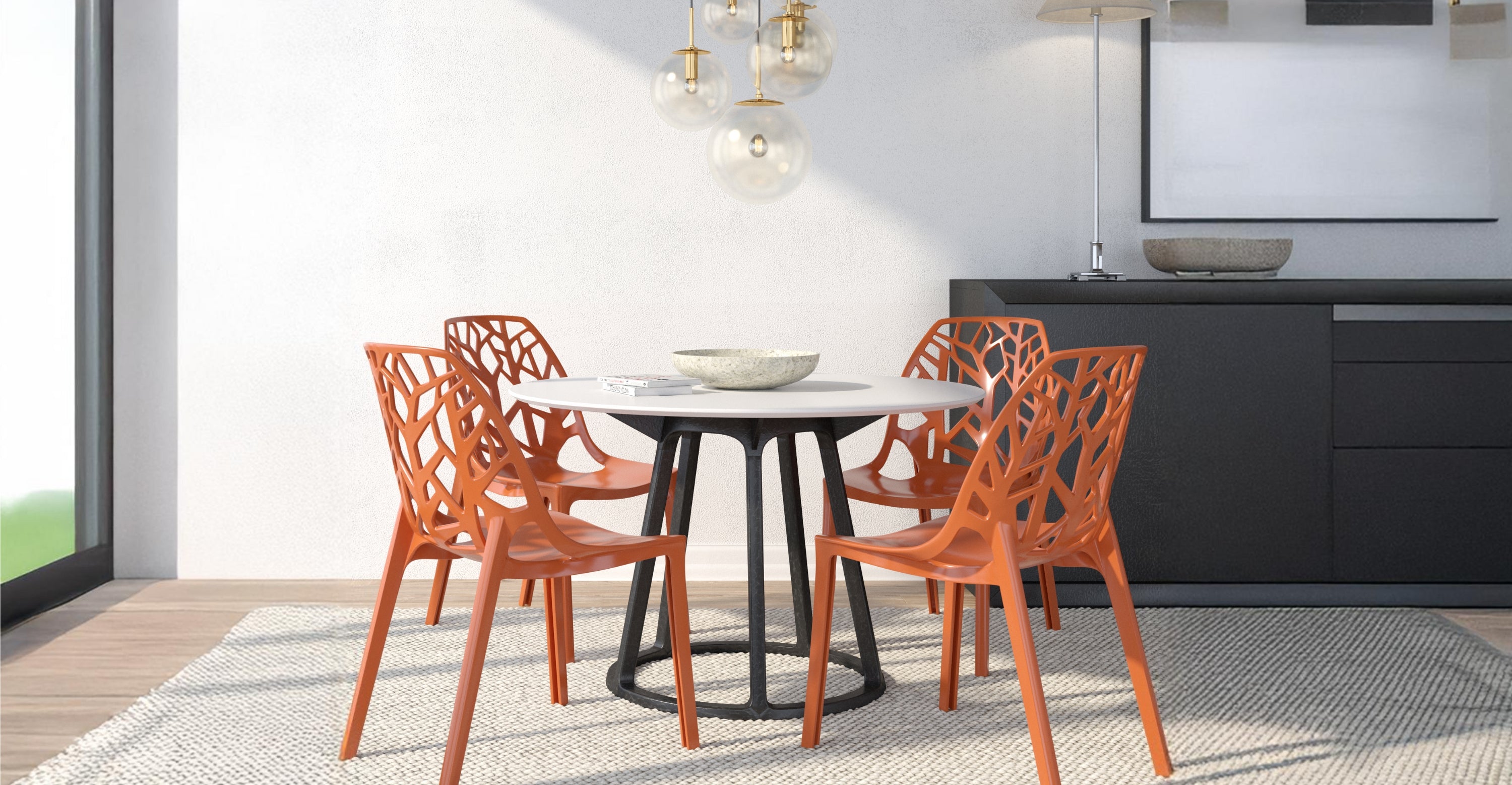 Cornelia Modern Dining Chair ABS Plastic Side Chair, Set of 4