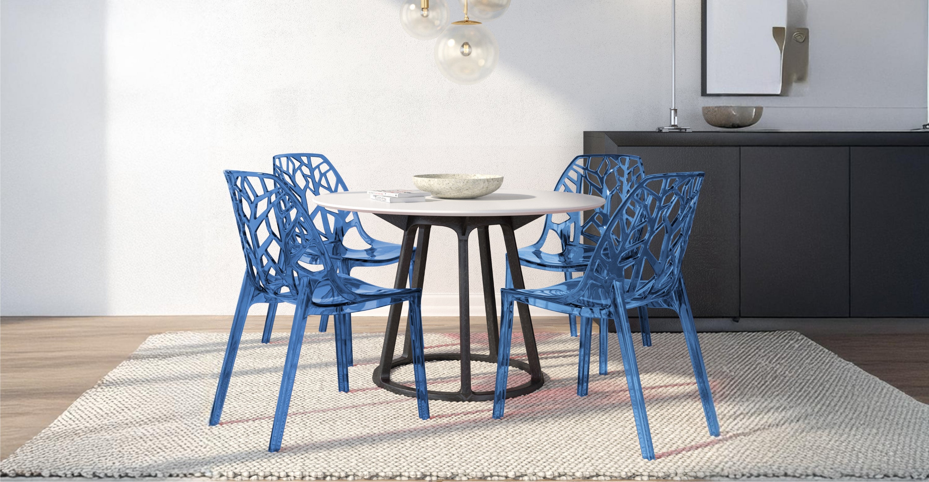 Cornelia Modern Dining Chair ABS Plastic Side Chair, Set of 4