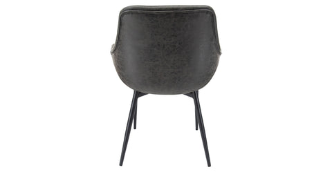 Markley Modern Leather Dining Arm Chair With Metal Legs