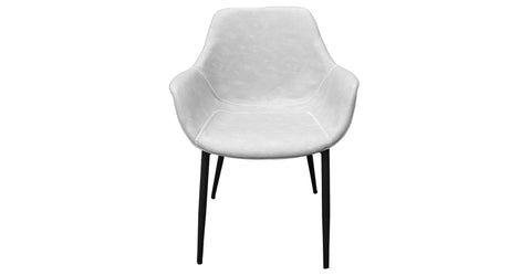 Markley Modern Leather Dining Arm Chair With Metal Legs