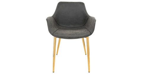 Markley Modern Leather Dining Arm Chair With Metal Legs