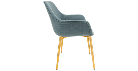 Markley Modern Leather Dining Arm Chair With Metal Legs