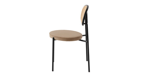 Euston Modern Upholstered Dining Chair with Round Wicker/Velvet Back Style