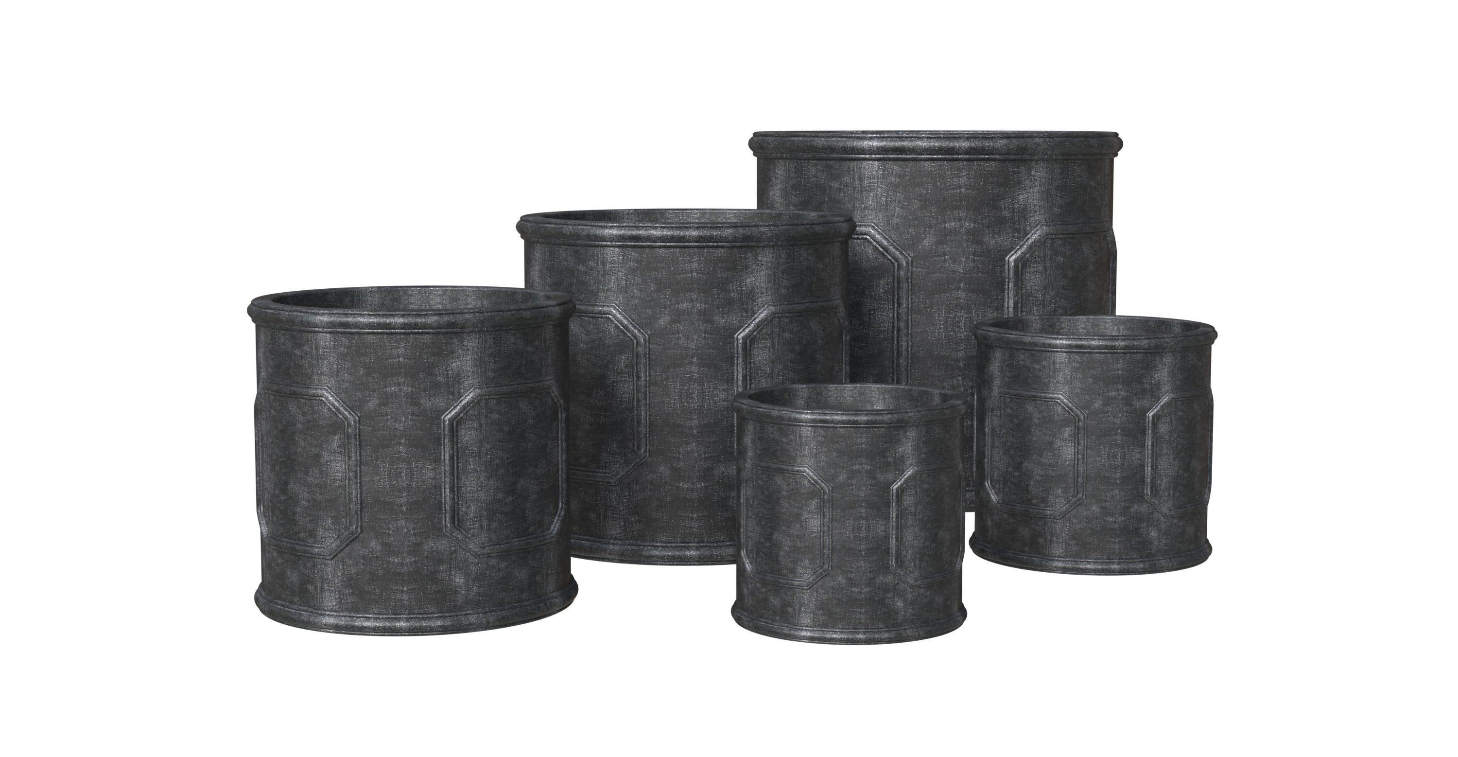 Meadow 5-Piece Fiberstone and MGO Clay Planter Set, Mid-Century Modern Round Planter Pot for Indoor and Outdoor