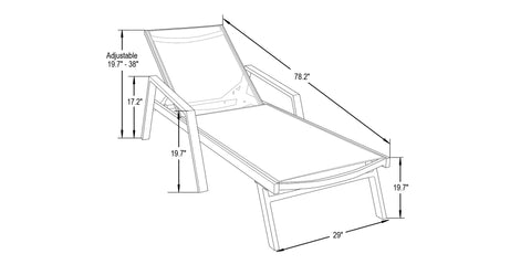 Marlin Modern Grey Aluminum Outdoor Chaise Lounge Chair Set of 2 With Arms and Square Fire Pit Side Table for Patio