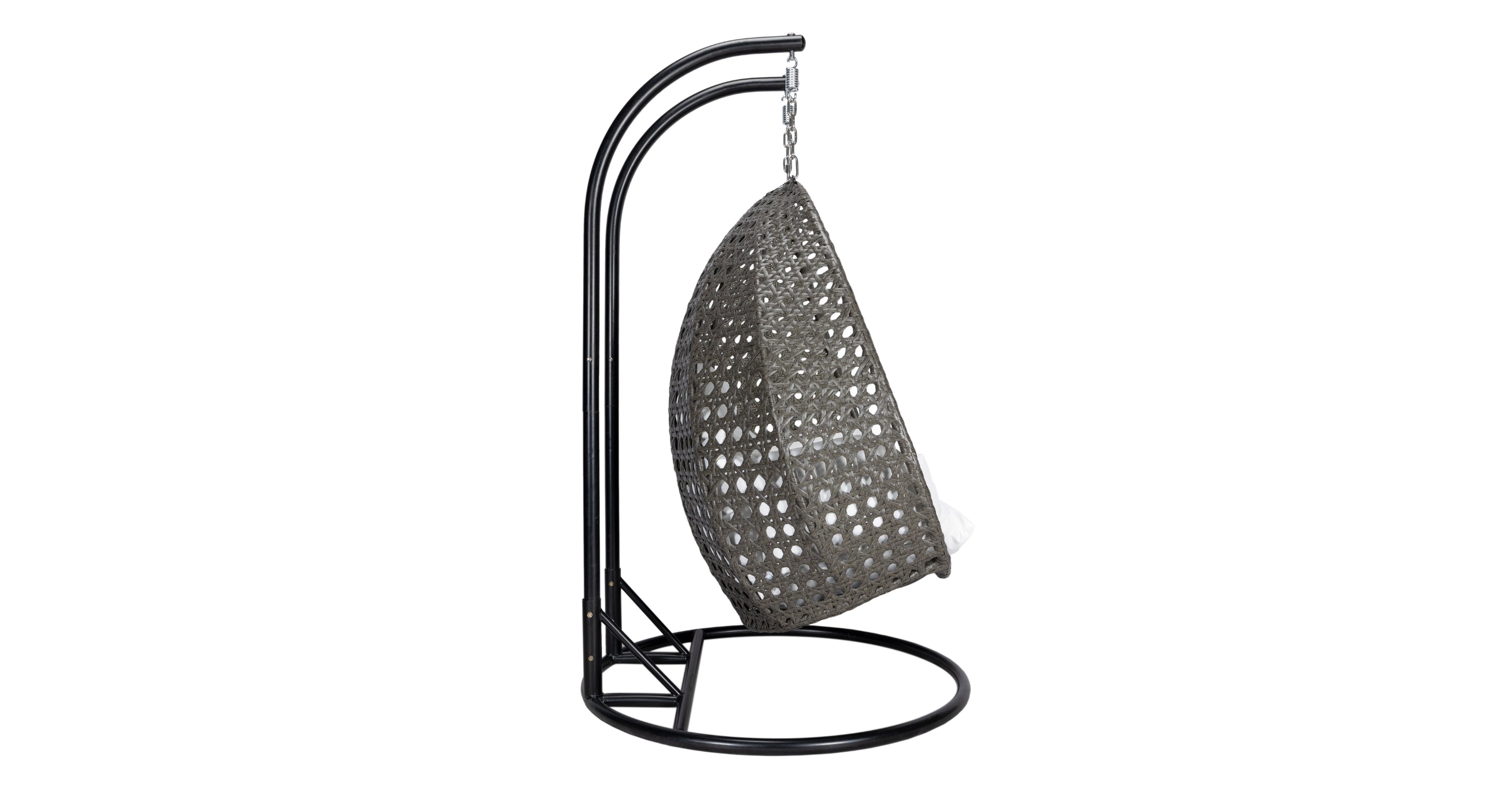 Modern Charcoal Wicker Hanging Double Seater Egg Swing Chair