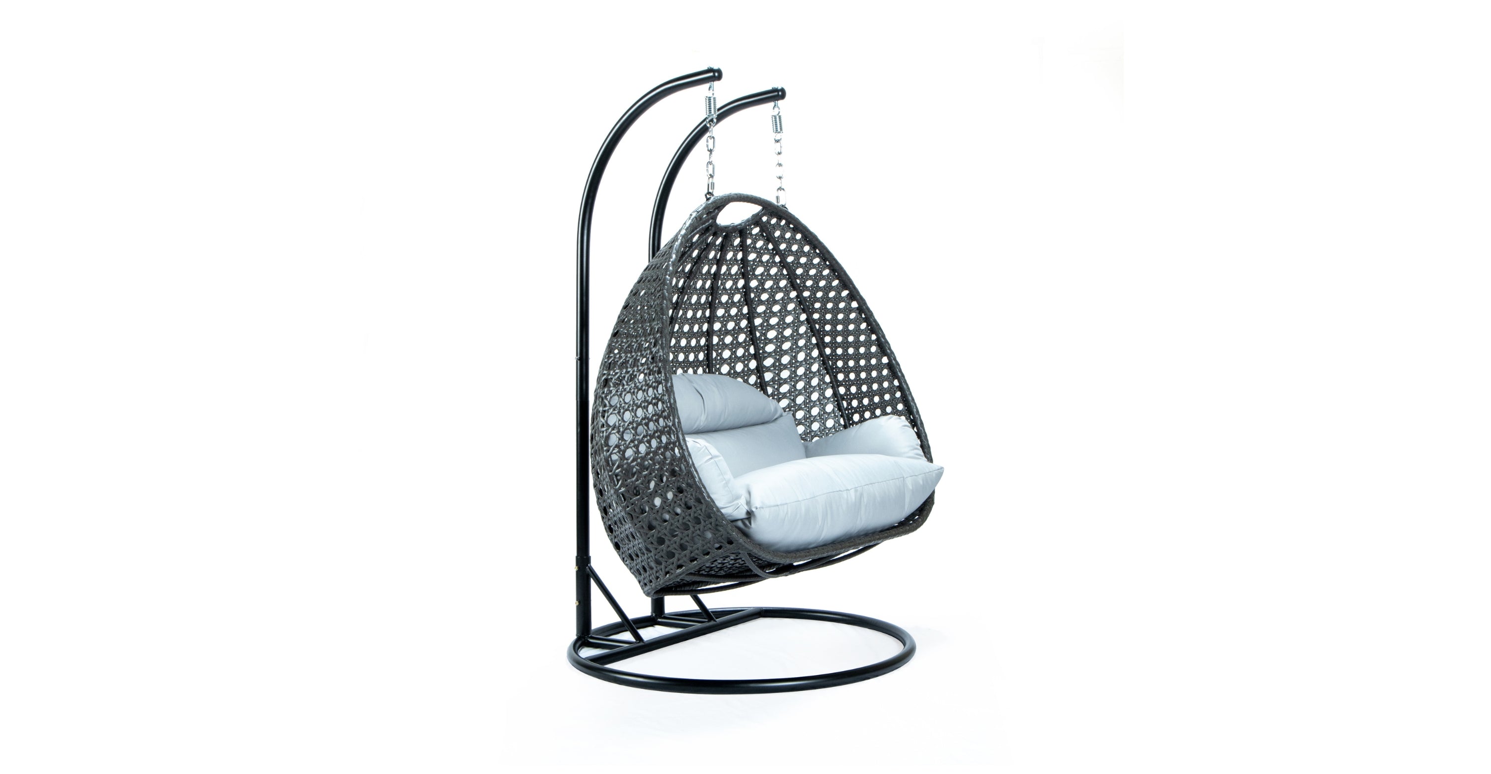 Modern Charcoal Wicker Hanging Double Seater Egg Swing Chair