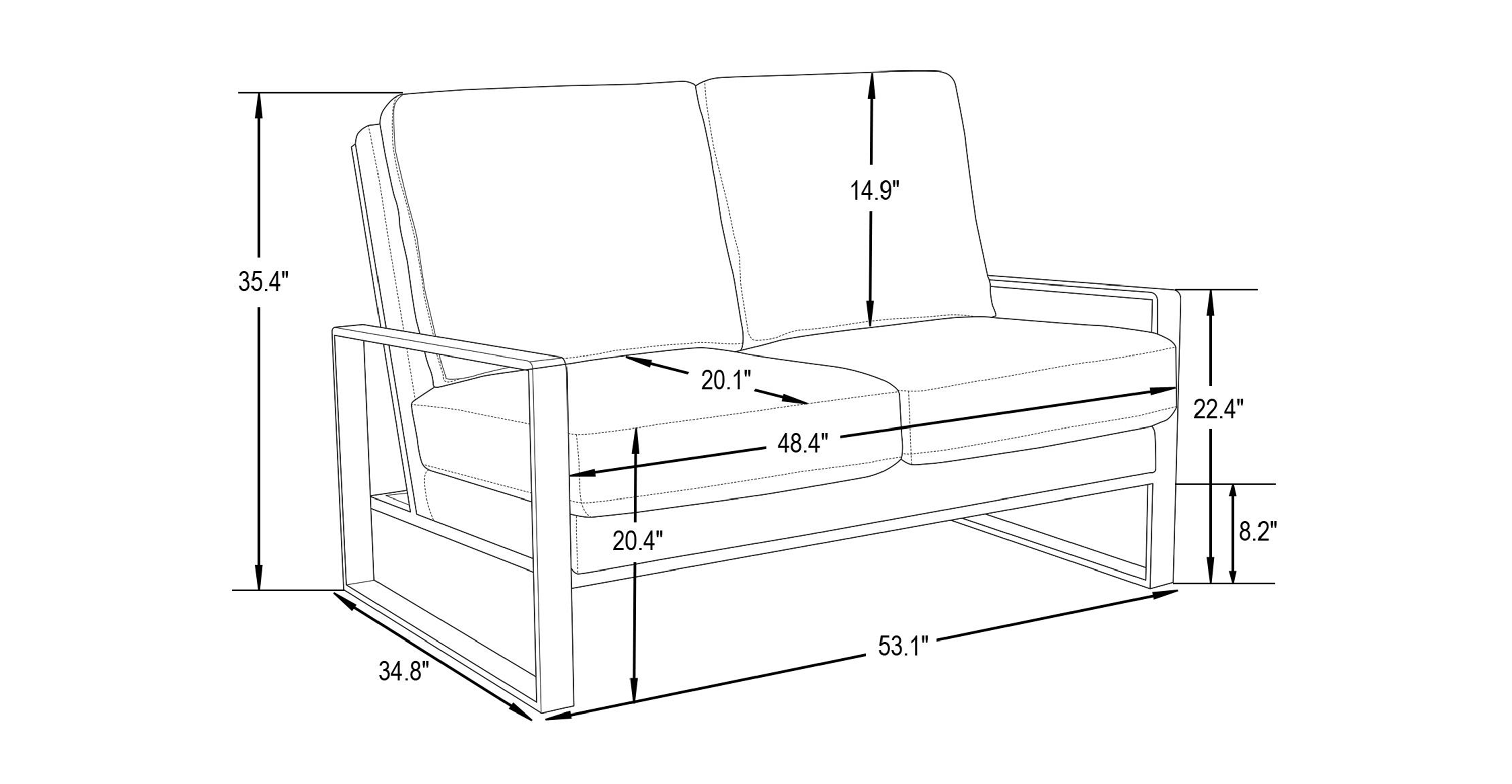 Jefferson Contemporary Velvet/Leather Loveseat with Stainless Steel Frame