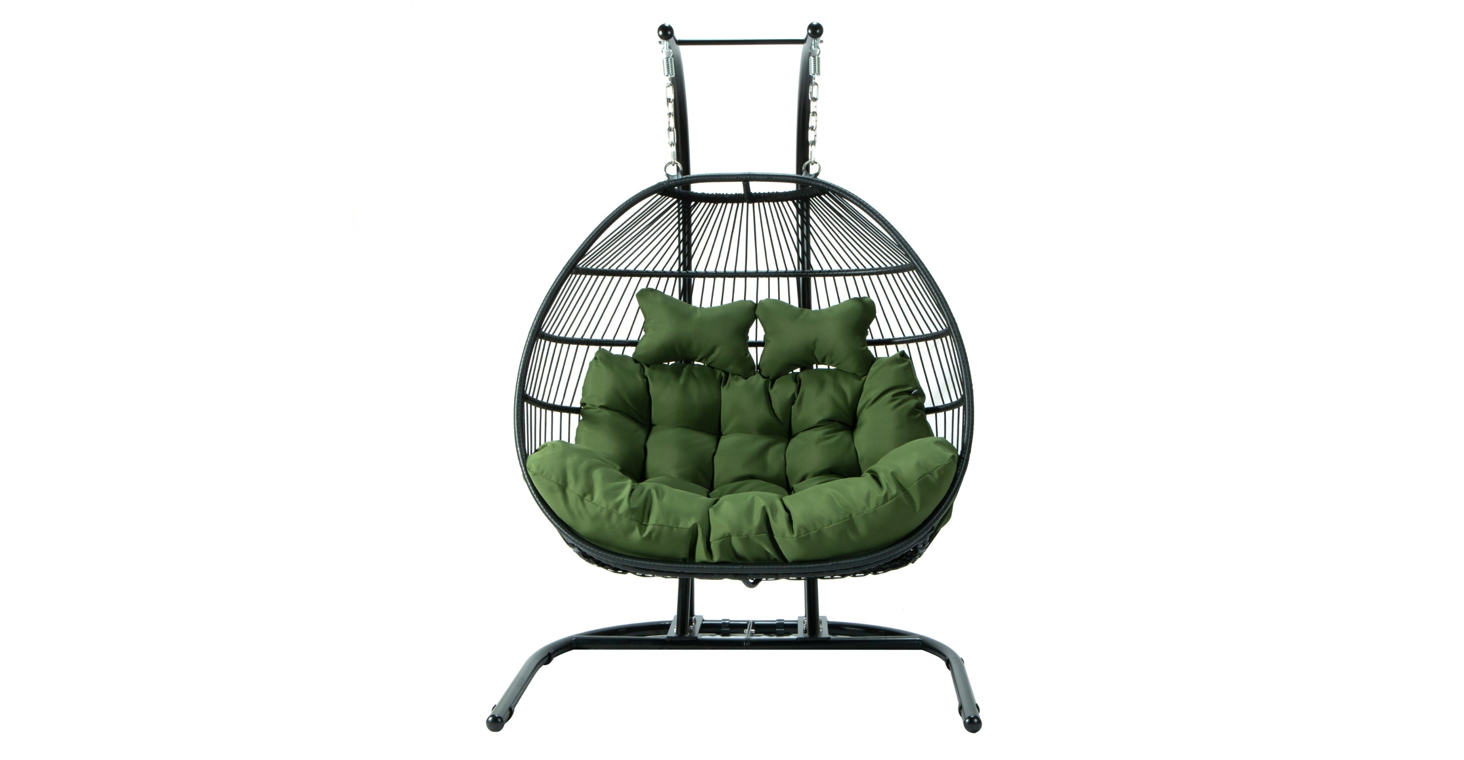 Wicker 2 Person Double Folding Hanging Egg Swing Chair